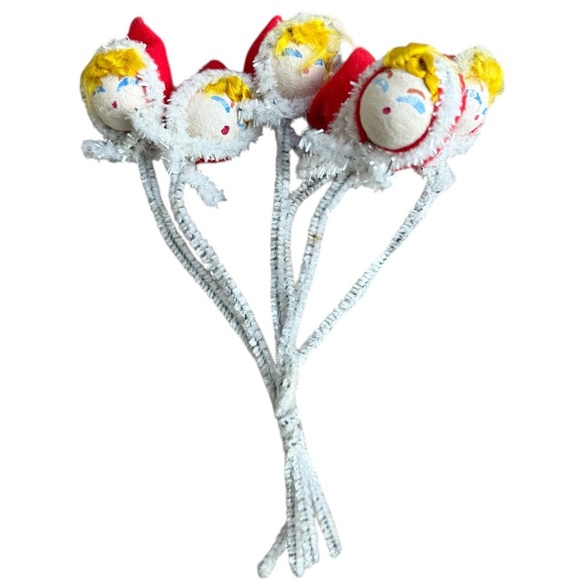 Vintage Other - Vintage Santa Pixie Elf spun cotton twist ties LOT 7 Christmas 70s